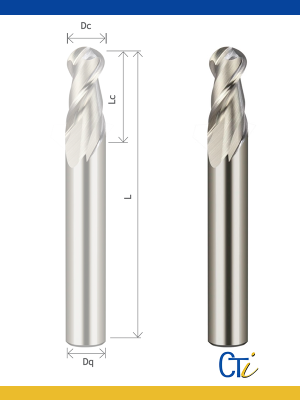 Z2 FRAISE CYLINDRIQUE À BOUT SPHÉRIQUE – HELICE 40º Série Normale