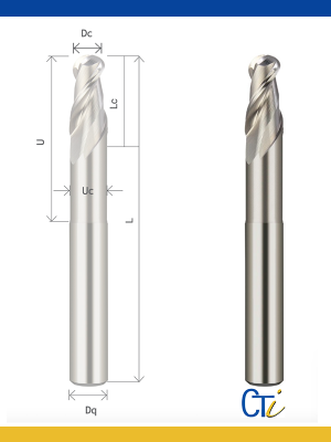 Z2 FRAISE CYLINDRIQUE À BOUT SPHÉRIQUE – HELICE 40º Série Longue