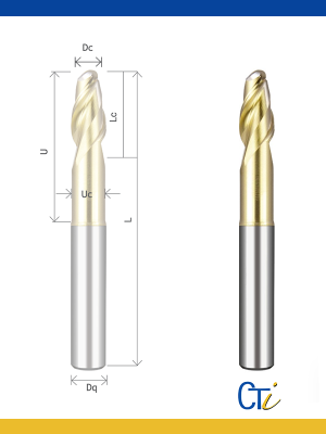 Z2 FRAISE CYLINDRIQUE À BOUT SPHÉRIQUE – HELICE 40º Série ZRN Longue