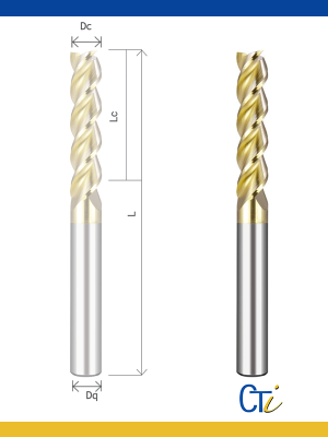 Z3 FRAISE CYLINDRIQUE EN BOUT – HELICE 45º Série Longue ZRN