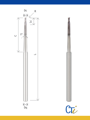 Z2 FRAISE TORIQUE À CONICITÉ 1º
