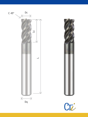 Z4 HYRUX : FRAISE CYLINDRIQUE DV 43º/45º – Haute Performance   – Avec dégagement