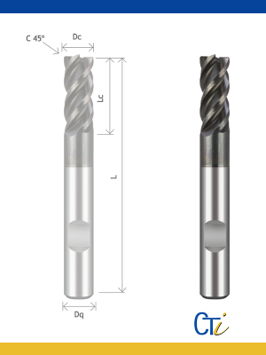 Z4 HYRUX : FRAISE CYLINDRIQUE DV 43º/45º – W Haute Performance – Avec dégagement