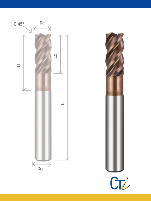 Z4 HYRUX TITANIUM : FRAISE CYLINDRIQUE DV 43º/45º  – Avec dégagement