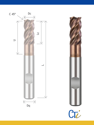 Z4 HYRUX TITANIUM : FRAISE CYLINDRIQUE DV 43º/45º  W