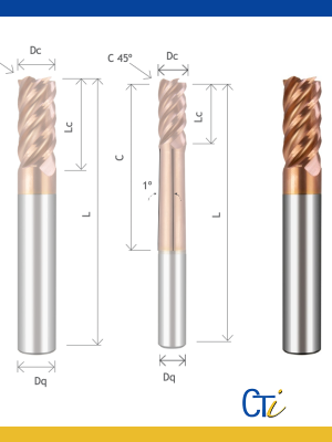 Z5 HELIX : FRAISE CYLINDRIQUE DV  43º/45º – avec rayon <65HRC